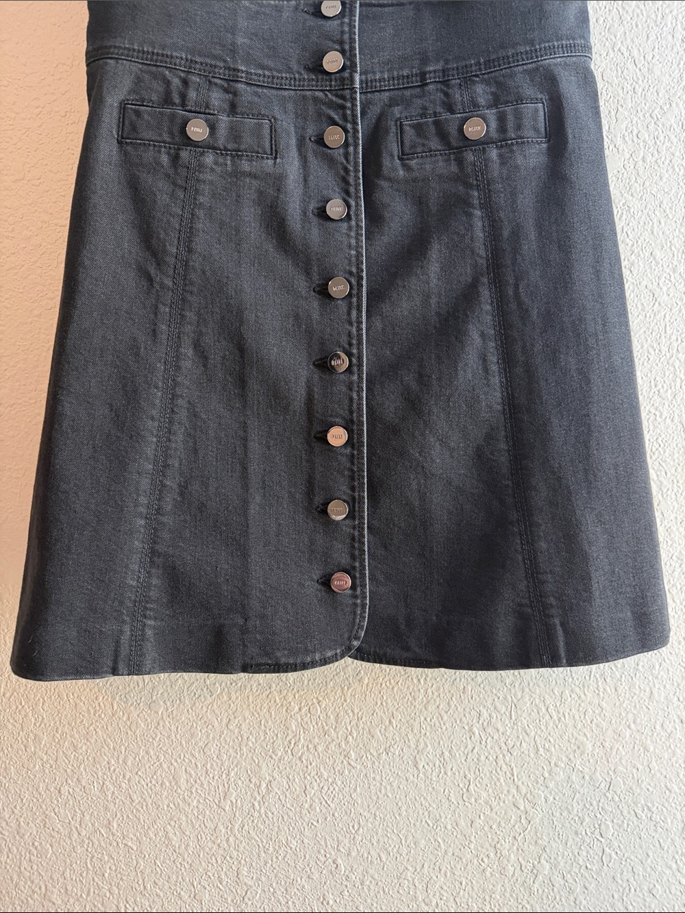 PAIGE Vida Denim Mini Dress Faded Darkness Black Size 4 - Picture 9 of 11